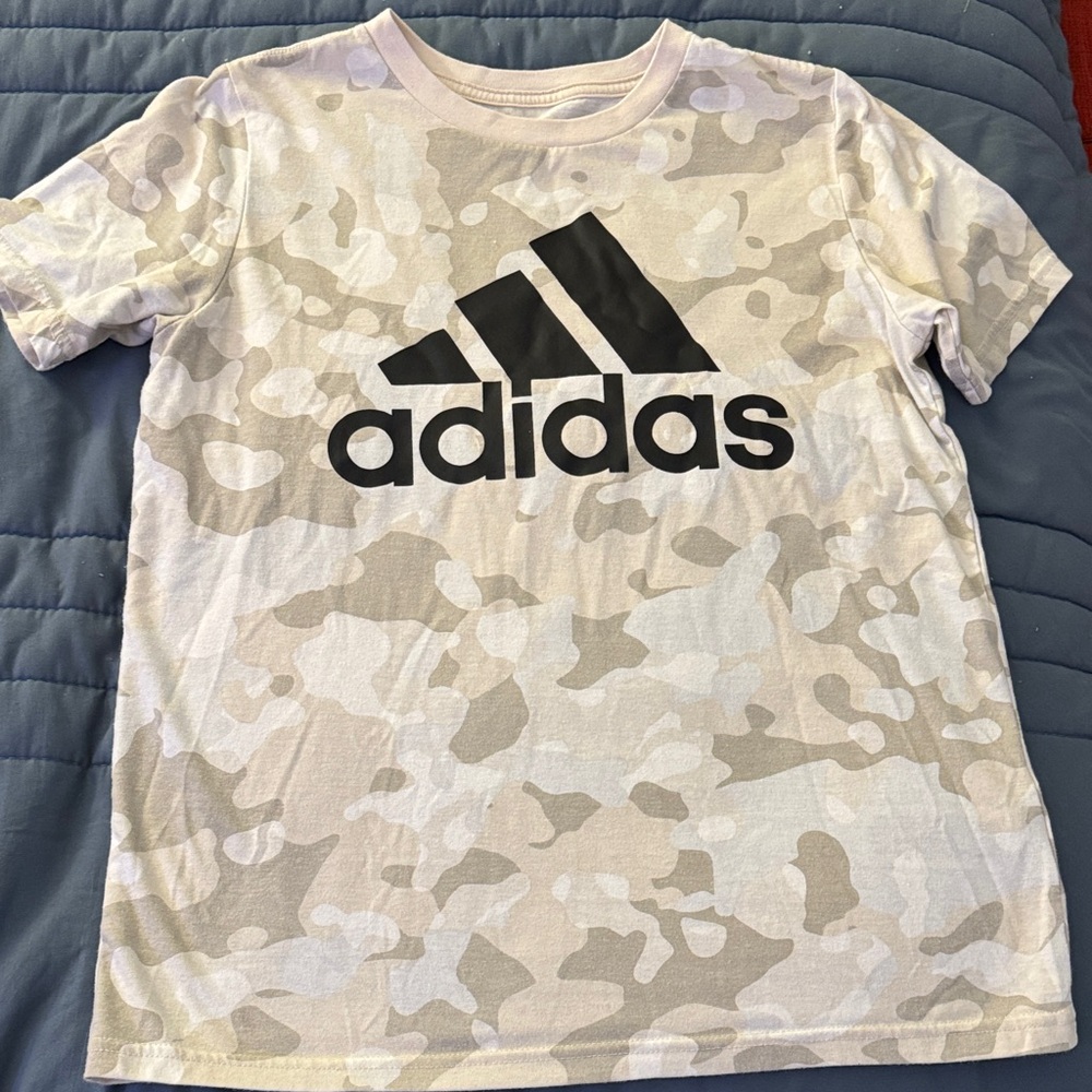 Adidas Kids Camo Tee - Cream and Gray